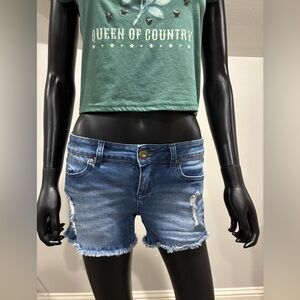 O’Neill Low Rise Denim Frayed Shorts 3 Surf Short Raw Hem Destroyed